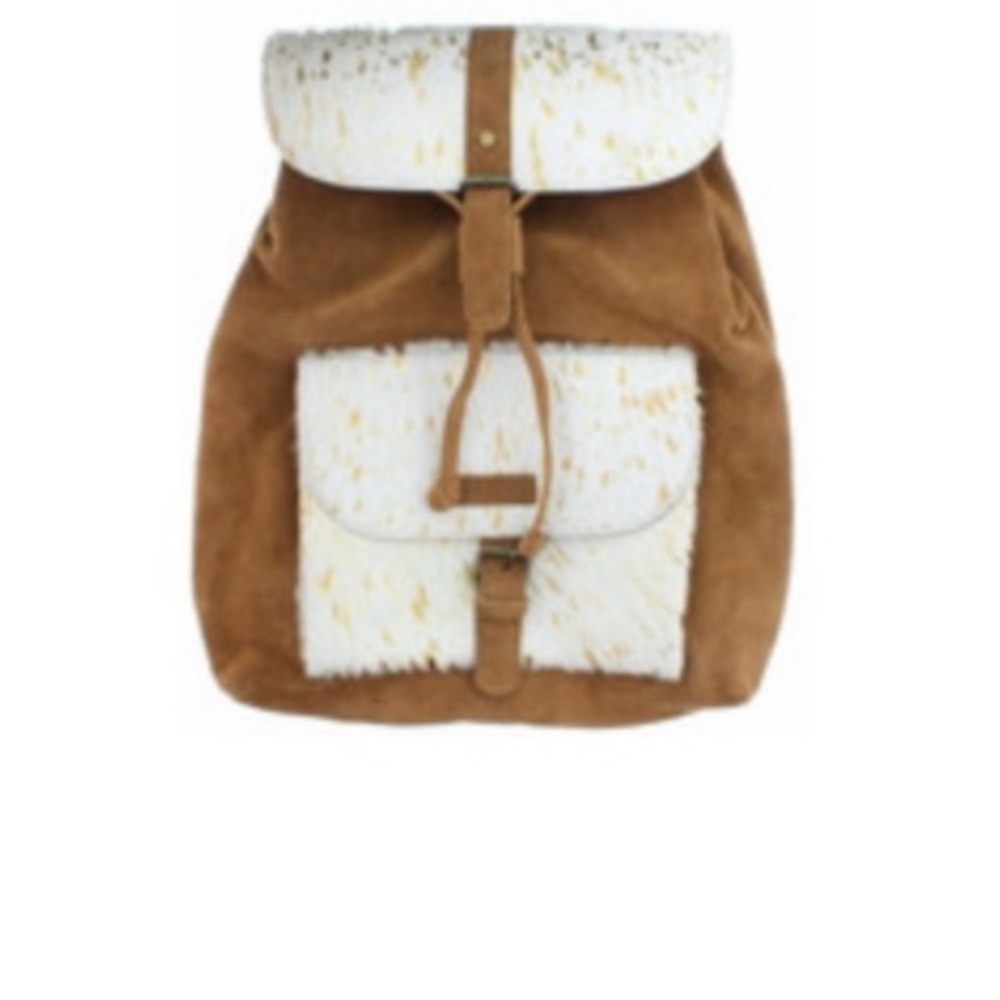 Brown and Gold Cowhide Backpack